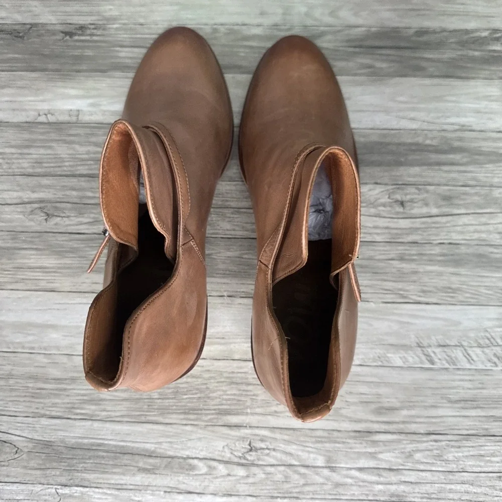 Sam Edelman Palmer Cognac Leather Cutout Ankle Booties Womens 8.5M